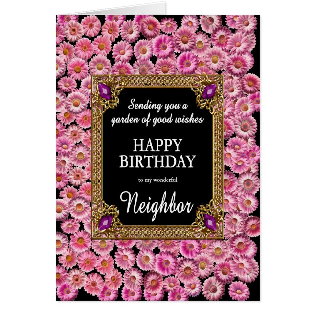Daisies rosados de cumpleaños vecino (Frente)