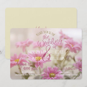 Daisies rosados Invitación a la boda Flores románt