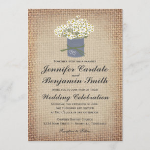 Daisies Rústicos Invitación de matrimonio de doble