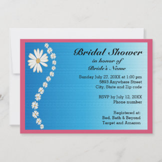 Daisies sobre fondo azul Invitación a ducha de nov