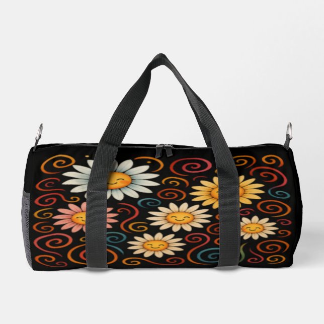 Daisies sonrientes y Bolsa de Duffle Swirls (Reverso)
