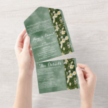 Daisies verdes formales todo en una invitación de