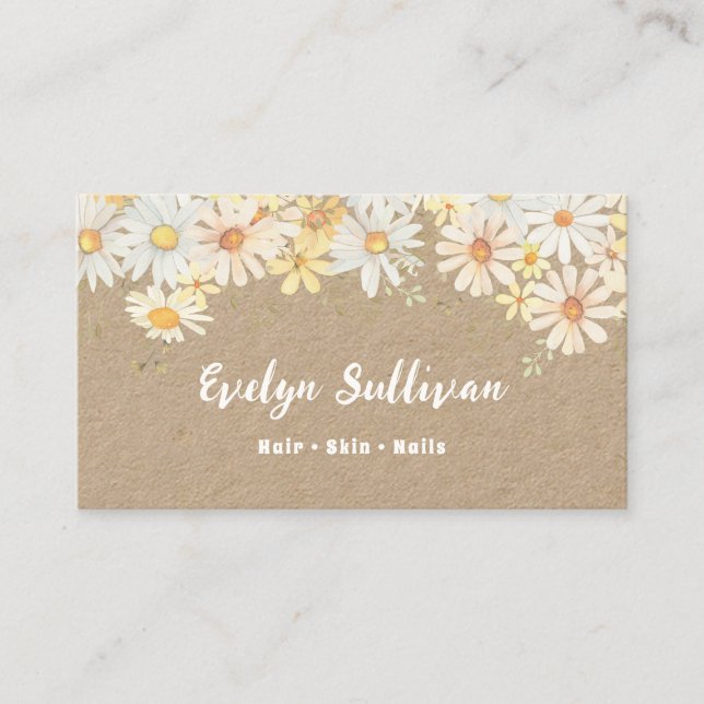 Daisies wildflowers kraft papel tarjeta de negocio (Anverso)