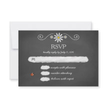 Daisies y Ladybugs Rustic Chalkboard RSVP