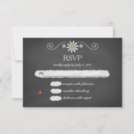 Daisies y Ladybugs Rustic Chalkboard RSVP