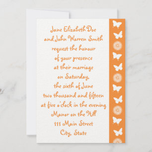 Daisies y mariposas en invitación Naranja