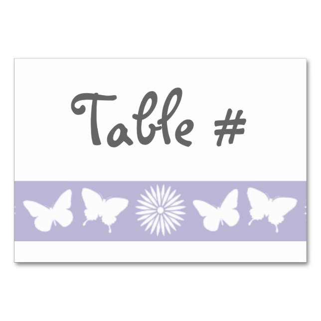 Daisies y mariposas en la tarjeta de mesa Lavender (Anverso)