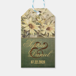 Daisitas De Oro Con Etiquetas De Regalo De Boda De