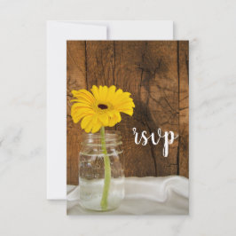 Daisy amarillo en Mason Jar Barn Wedn RSVP