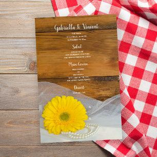 Daisy amarillo y el menú Boda de Pearls Country Ba