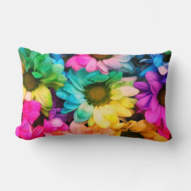 Daisy arcoiris Imprimir almohada lumbar (Anverso)