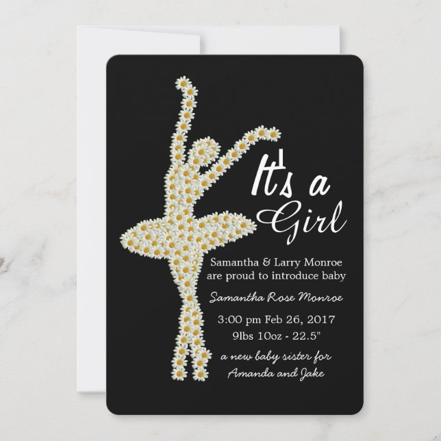 Daisy Ballerina, Invitación Recién nacido (Anverso)