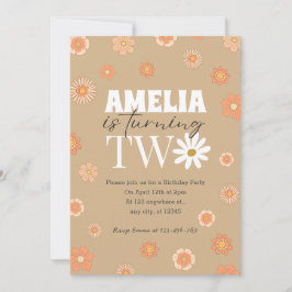 Daisy Beige Dos Invitaciones de Cumpleaños