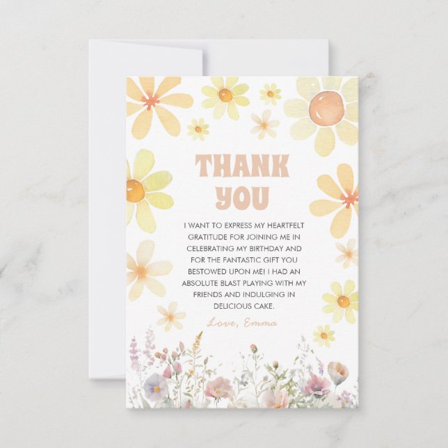 Daisy Birthday Party Tarjeta de agradecimiento (Anverso)