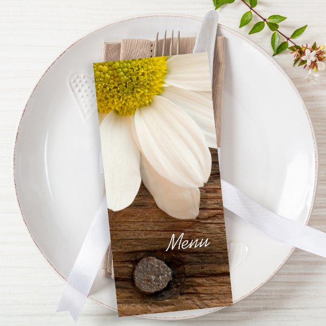 Daisy blanco y menú de bodas de campo de madera de (Subido por el creador)