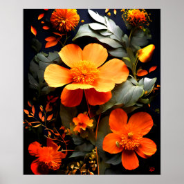 Daisy Bouquet en Gouache pintando Poster de arte