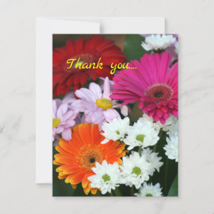Daisy Bouquet Floral Flat Gracias Tarjeta