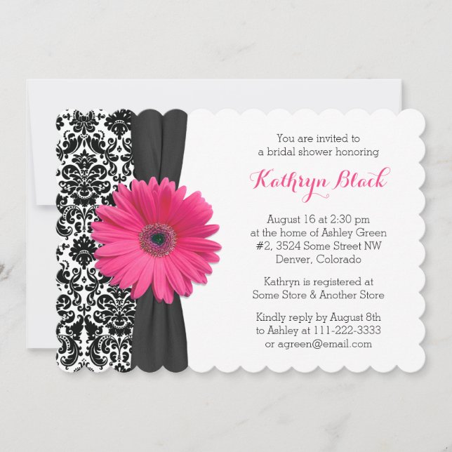 Daisy Bridal Shower Invitación | Damask Gerber (Anverso)