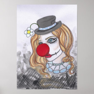 Daisy Clown Chica Retrato fantasía arte poster imp