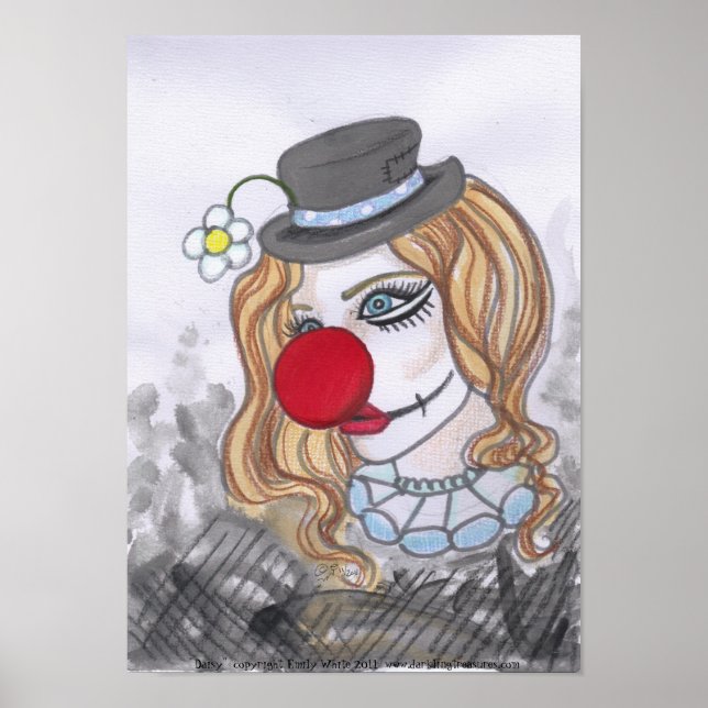 Daisy Clown Chica Retrato fantasía arte poster imp (Frente)