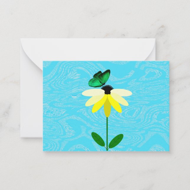 Daisy con tarjetas de notas de mariposa verde (Anverso)