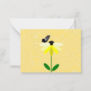 Daisy con tarjetas de notas para mariposa negra