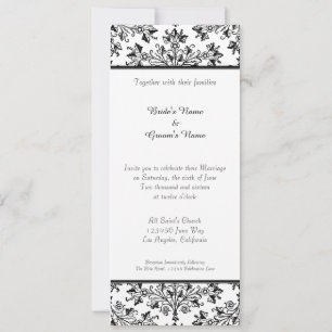 Daisy Damask Black Custom Wedding Invitación a la 