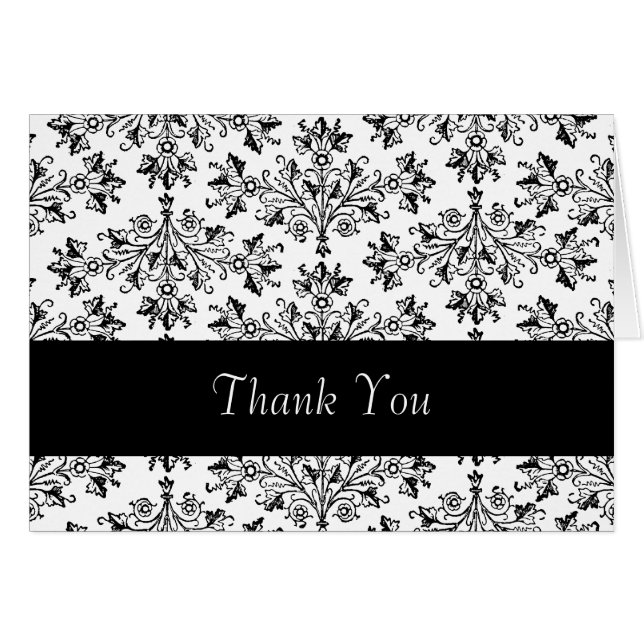 Daisy Damask Vintage Floral Gracias Tarjeta (Anverso (Horizontal))