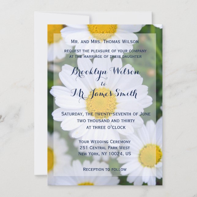 Daisy de invitaciones a boda floral personalizada (Anverso)