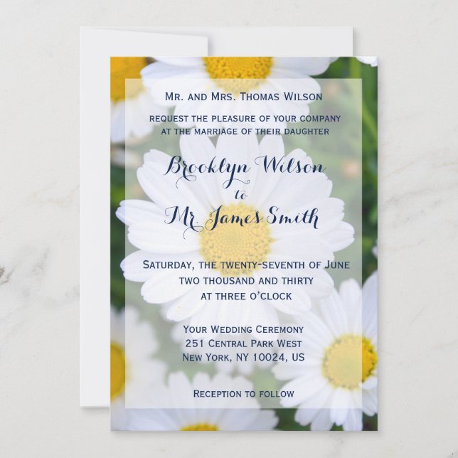 Daisy de invitaciones a boda floral personalizada (Anverso)