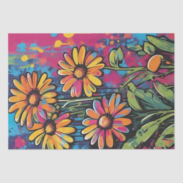 Daisy Delight Pop Art Blossoms papel de desenlace (Anverso)