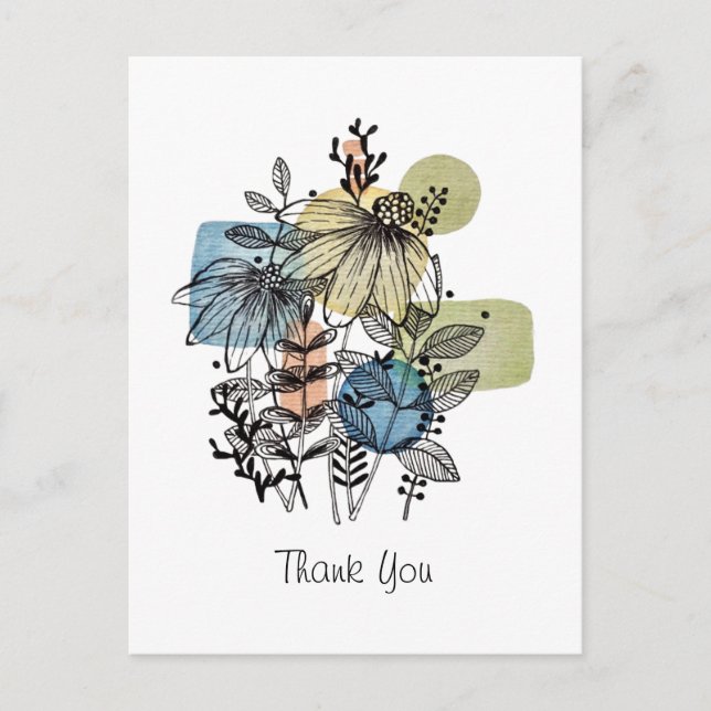 Daisy Doodle En La Postales De Tinta Y Acuarela (Anverso)