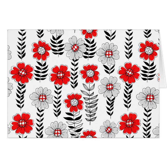 Daisy doodles en rojo y negro (Anverso (Horizontal))