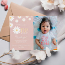 Daisy First Birday Gracias Tarjeta Retro Daisy