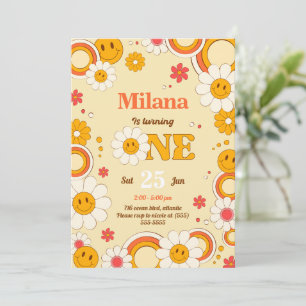 Daisy Flower Groovy Tarjeta de invitación para el