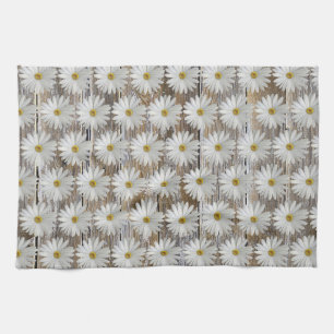 Daisy Flower Rustic Barn Board Kitchen Toallas