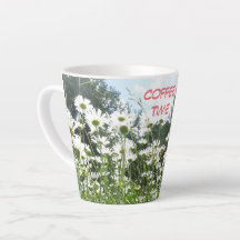 Daisy Flowers Coffee Time Cust. Taza de café latte