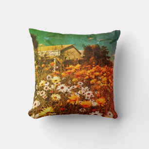 Daisy Flowers Naranja Cojín decorativo Cushion Azu
