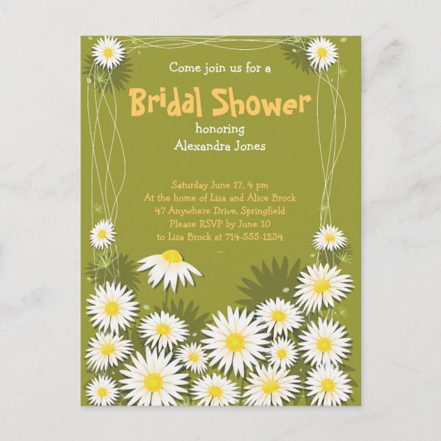 Daisy Garden Bridal Shower Party Invitación (Anverso)
