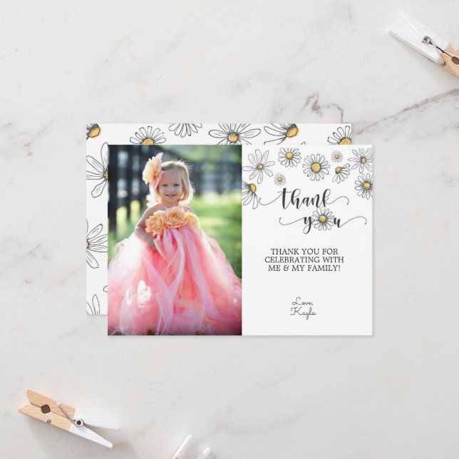 Daisy Gracias Tarjeta Fotográfica - Blanco (Anverso/Reverso In Situ)