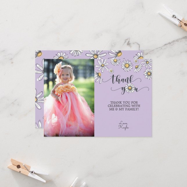 Daisy Gracias Tarjeta Fotográfica - Púrpura (Anverso/Reverso In Situ)