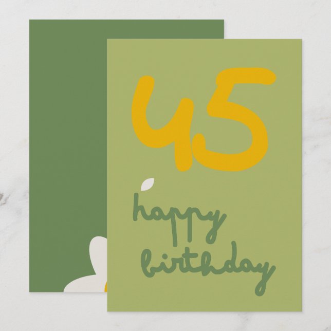 DAISY GREEN - Tarjeta de invitación floral de cump (Anverso / Reverso)