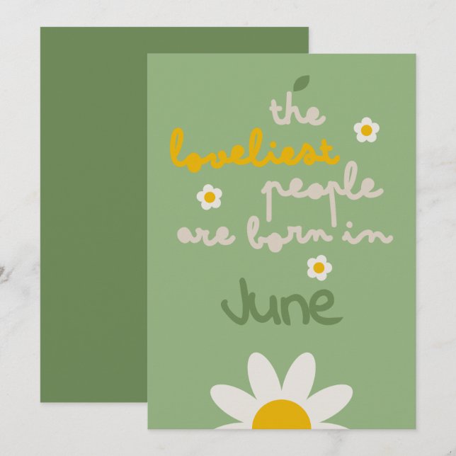 DAISY GREEN - Tarjeta de invitación floral de cump (Anverso / Reverso)