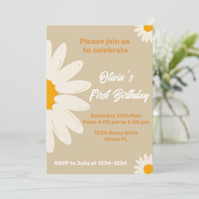 Daisy Invitation daisy tarjeta de cumpleaños (Anverso de pie)