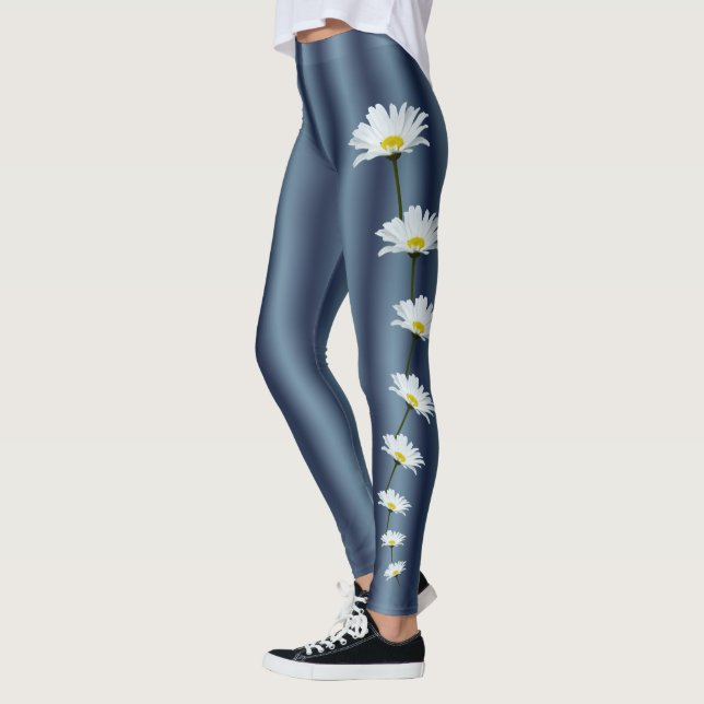 Daisy Leggings White Daisy Stretchy Pants (Izquierda)