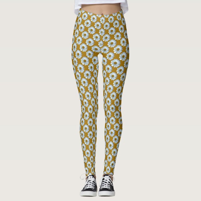 Daisy Leggings White Daisy Wildflower Leggings (Anverso)