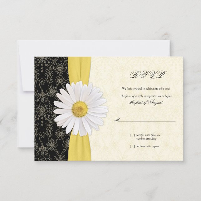 Daisy Negro Amarillo, Tarjeta de Respuesta de Boda (Anverso)