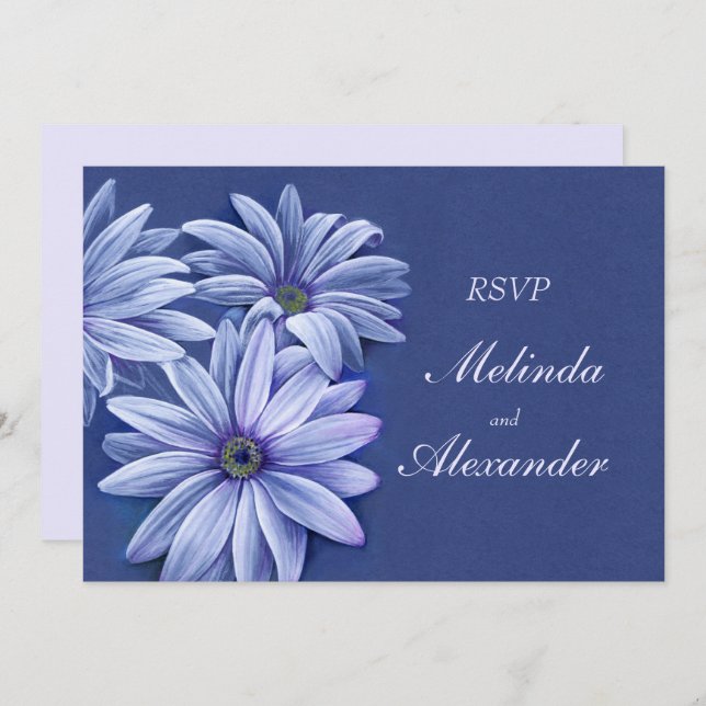 Daisy osteospermum invitación de boda RSVP (Anverso / Reverso)