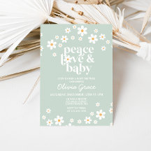 Daisy Peace Love Invitación a Baby Shower