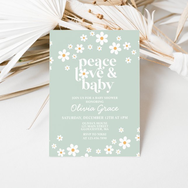 Daisy Peace Love Invitación a Baby Shower (Subido por el creador)